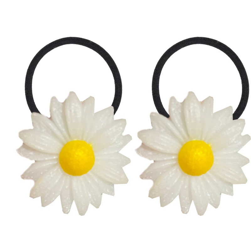 کش مو زنانه مدل گل طرح بابونه کد 09628 بسته 2 عددی