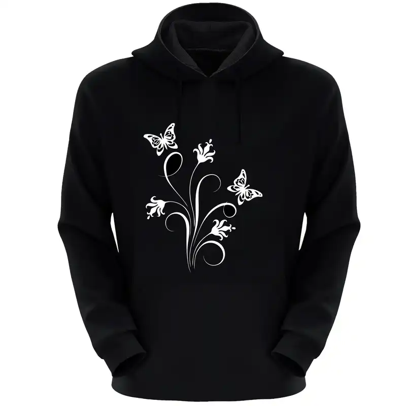 هودی زنانه مدل پروانه S60 رنگ مشکی