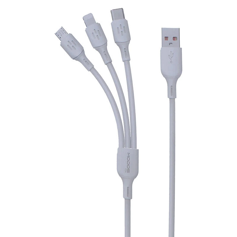 کابل تبدیل USB به microUSB/لایتنینگ/USB-C مودوس مدل C34 طول 1.2 متر