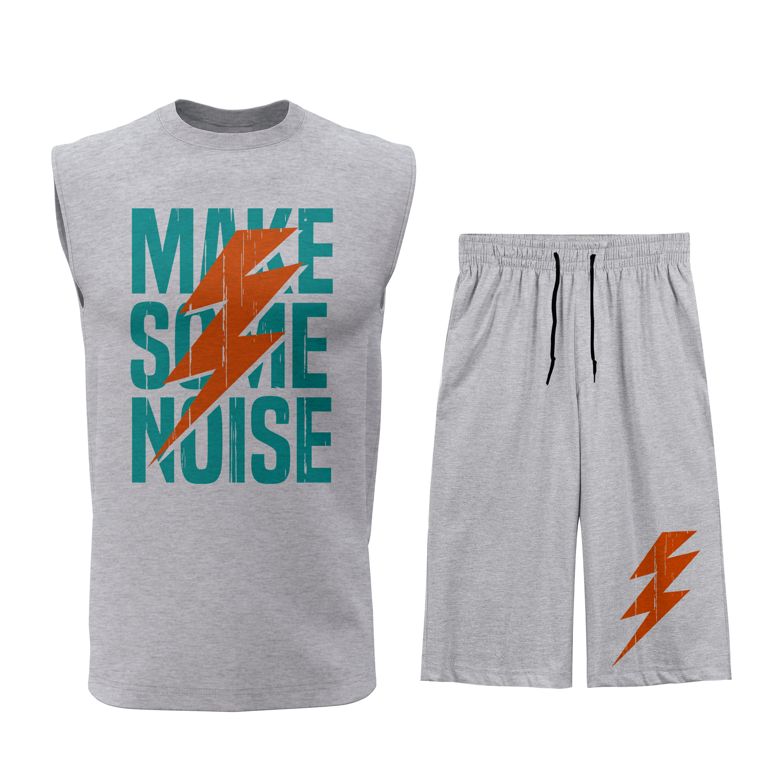 ست تاپ و شلوارک مردانه طرح MAKE SOME NOISE مدل T089G