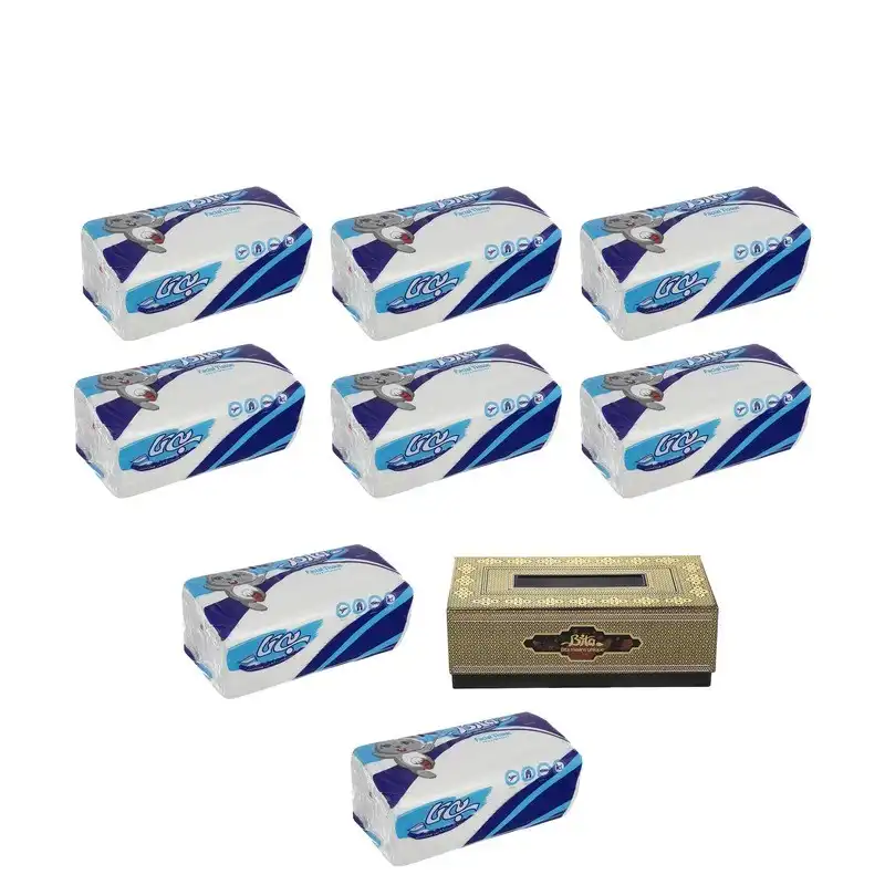 دستمال کاغذی بی تا مدل اکونومی به همراه جای دستمال کاغذی مجموعه 9 عددی