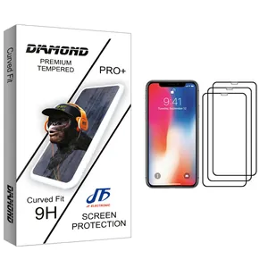 JF Diamond glass Screen Protector For Apple iPhone X Pack Of 3