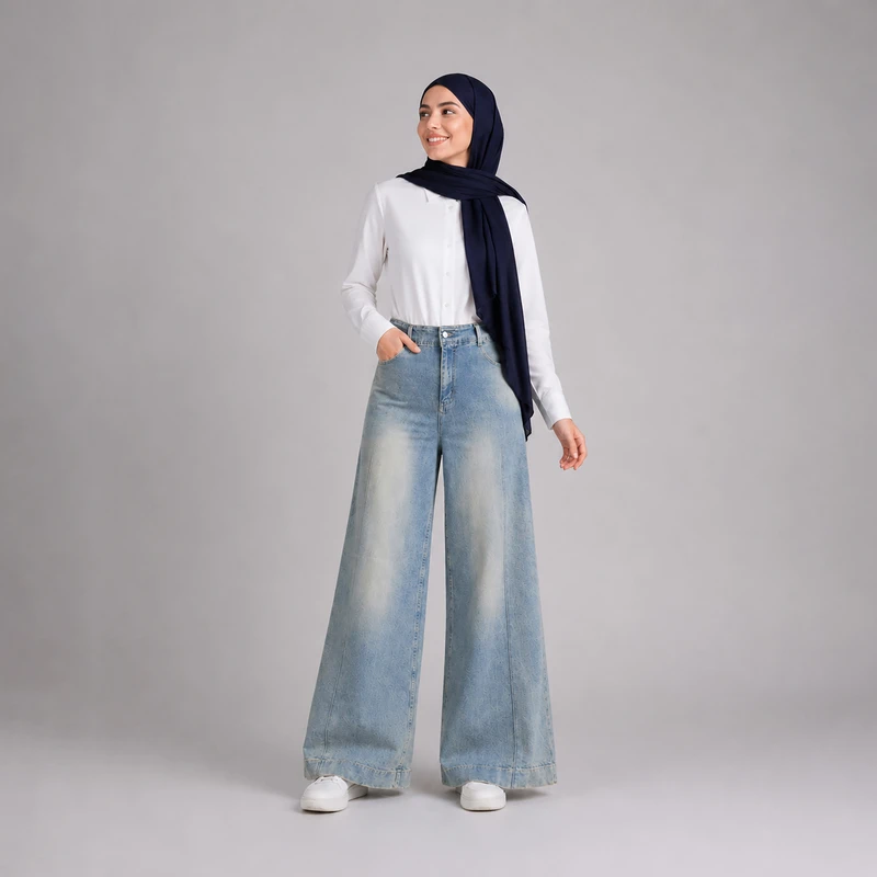 شلوار جین واید زنانه مدل 295