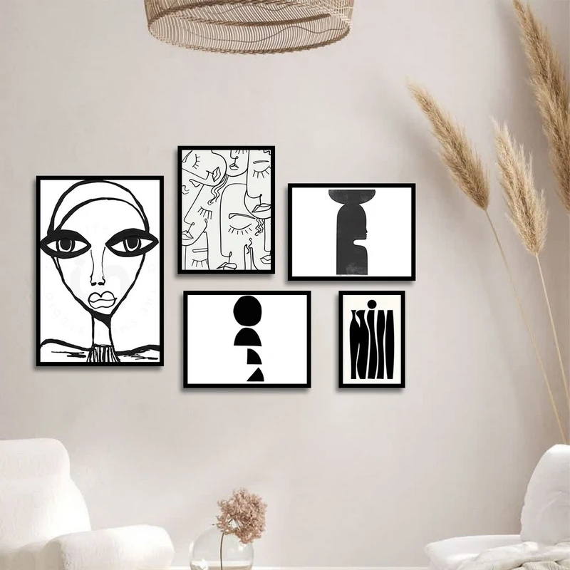 تابلو بکلیت طرح نقاشی مدرن مدل شاین اکلیلی B-1421 مجموعه 5 عددی