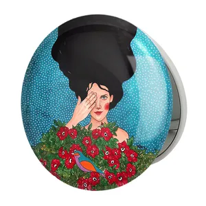 آینه جیبی خندالو طرح دخترونه مدل تاشو کد 6143 