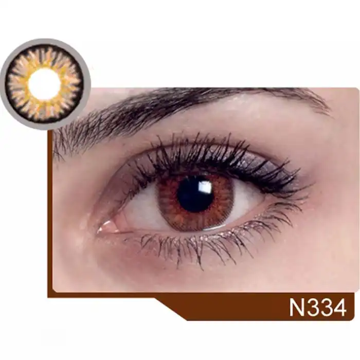 لنز چشم نئوکاسمو مدل 334 رنگ قهوه ای عسلی دور دار