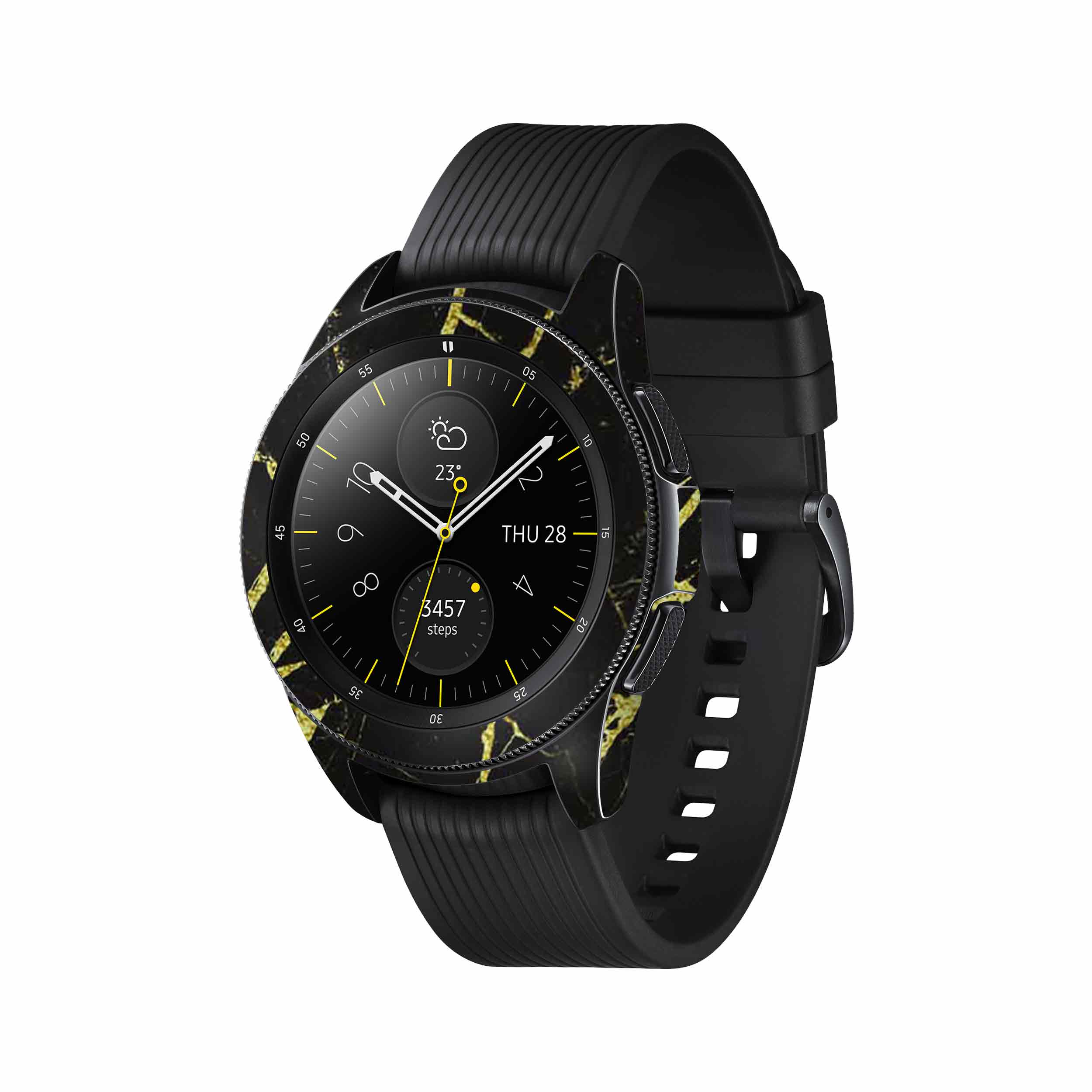 برچسب ماهوت طرح Graphite-Gold-Marble مناسب برای ساعت هوشمند سامسونگ Galaxy Watch 42mm