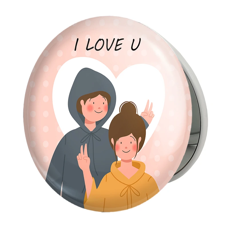 آینه جیبی خندالو طرح عاشقانه مدل تاشو کد 27135 