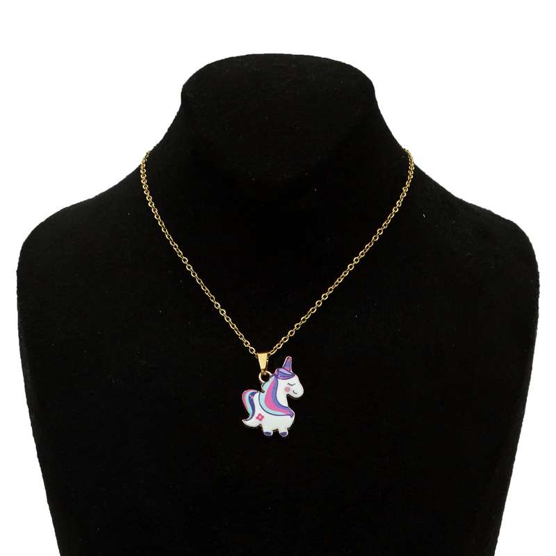 گردنبند دخترانه مدل اسب تک شاخ زیبا کد GZ-Beh-37