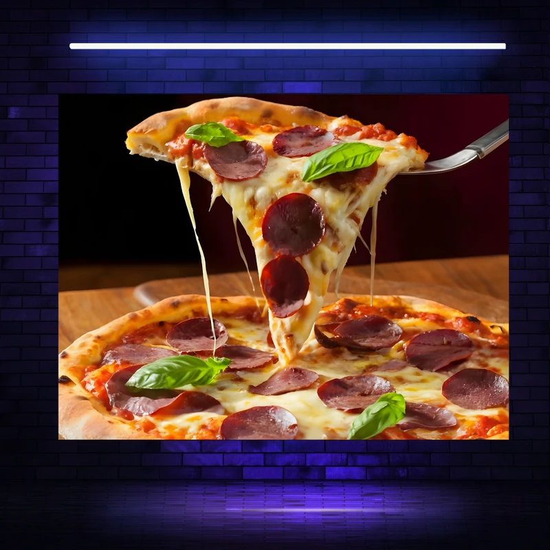 پوستر پارچه ای طرح مخمل پیتزا مدل سوسیس و سبزیجات کد BK23261