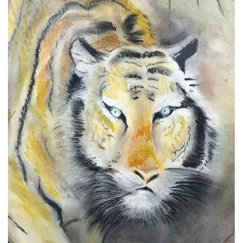 نقاشی پاستل گچی مدل ببر