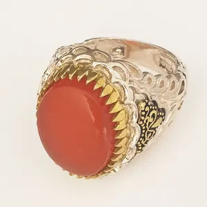 انگشتر نقره مردانه مدل شبکه زنی عقیق کد 55359