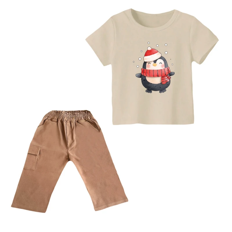 ست تی شرت و شلوارک پسرانه مدل پنگوئن کد 9