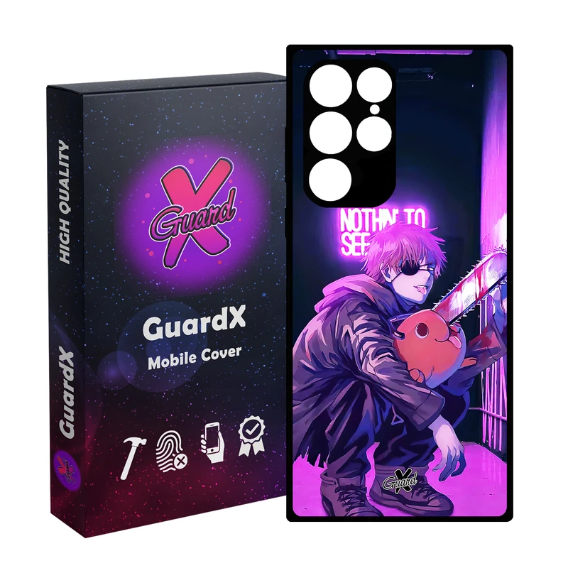 کاور گارد ایکس طرح Chainsaw Man Anime مدل Glass10625 مناسب برای گوشی موبایل سامسونگ Galaxy S22 Ultra