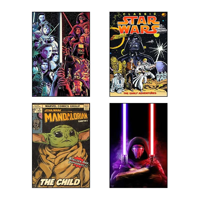 تابلو شاسي کارنيکا طرح Star Wars کد 64414 مجموعه 4 عددی