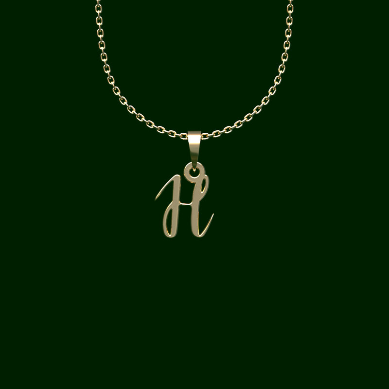 گردنبند طلا 18 عیار زنانه مدوپد مدل حرف h کد QQ2-1-1056