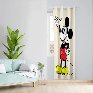 پرده مدل میکی موس مخمل پانچی کد 928 سایز 140x280 سانتی متر