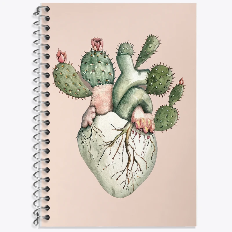 دفتر زبان 50 برگ خندالو مدل سه خط طرح قلب کاکتوسی کد F2826