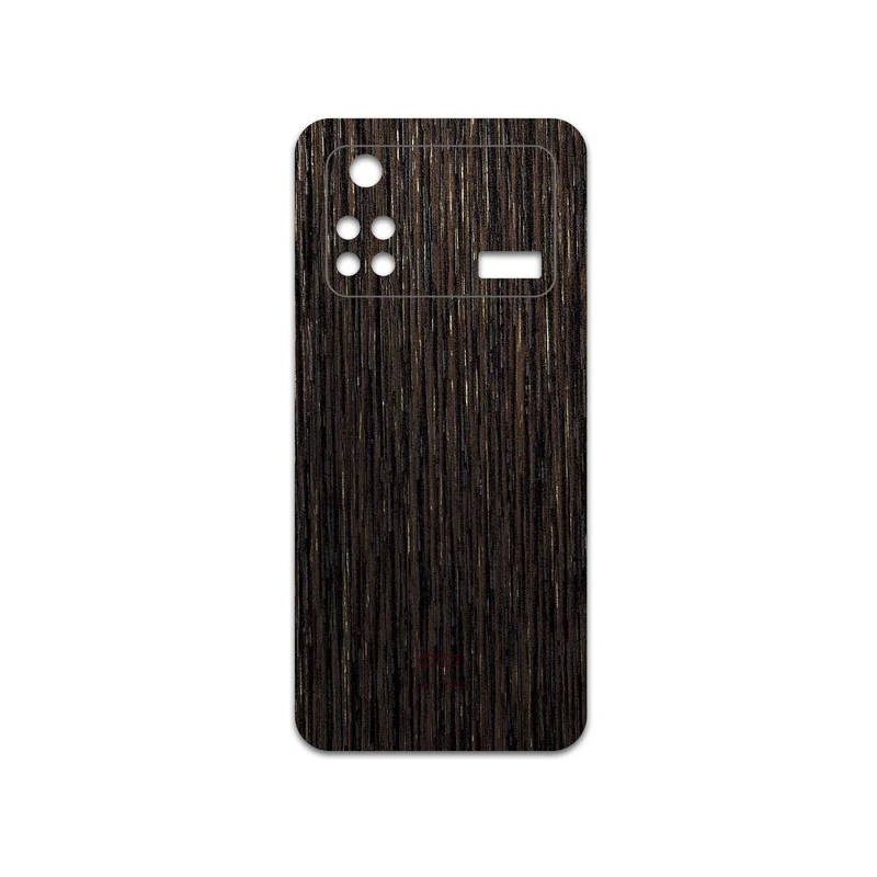 برچسب پوششی ماهوت مدل Dark-Gold-Stripes-Wood مناسب برای گوشی موبایل شیائومی Poco M4 Pro 4G