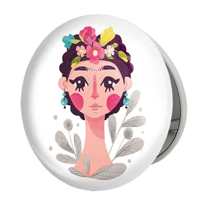 آینه جیبی خندالو طرح دخترونه مدل تاشو کد 6027 