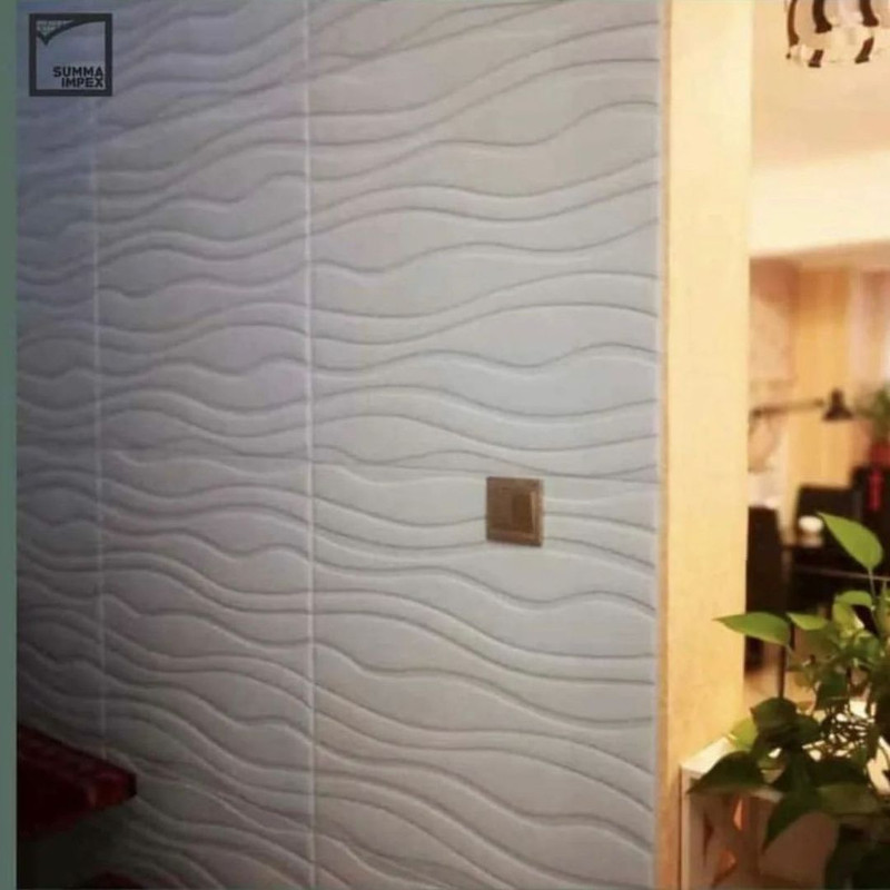 دیوارپوش مدل فومی پشت چسب دار طرح موج بسته 10 عددی