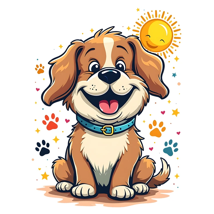 استیکر پارچه و لباس پاد آفرین مدل کارتونی طرح سگ کیوت بامزه کد S4071