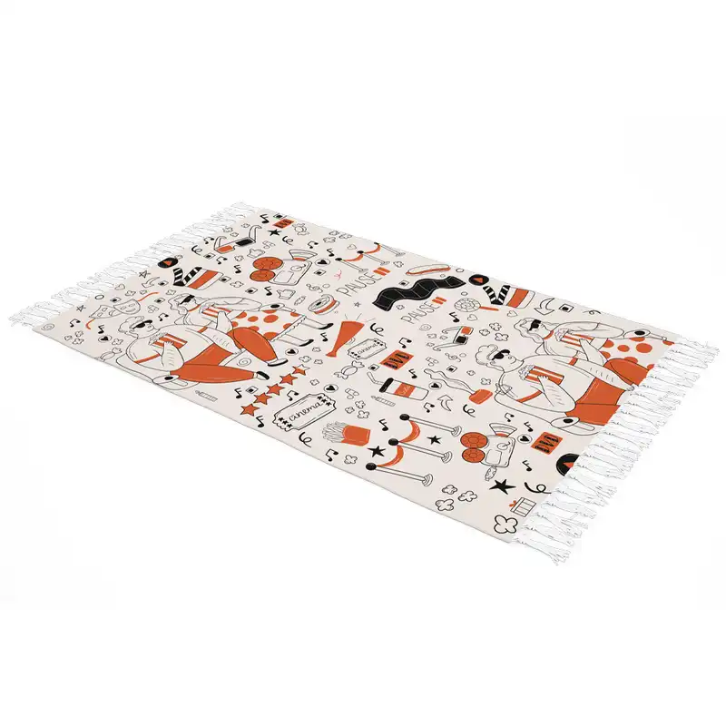 شال مبل طرح سینما کد Q2SH1002 سایز 100x180 سانتی متر