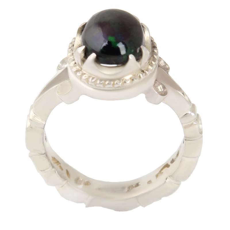 انگشتر نقره مردانه مدل سنگ اوپال اصل دست ساز گنبدی شکل کد AM_2420