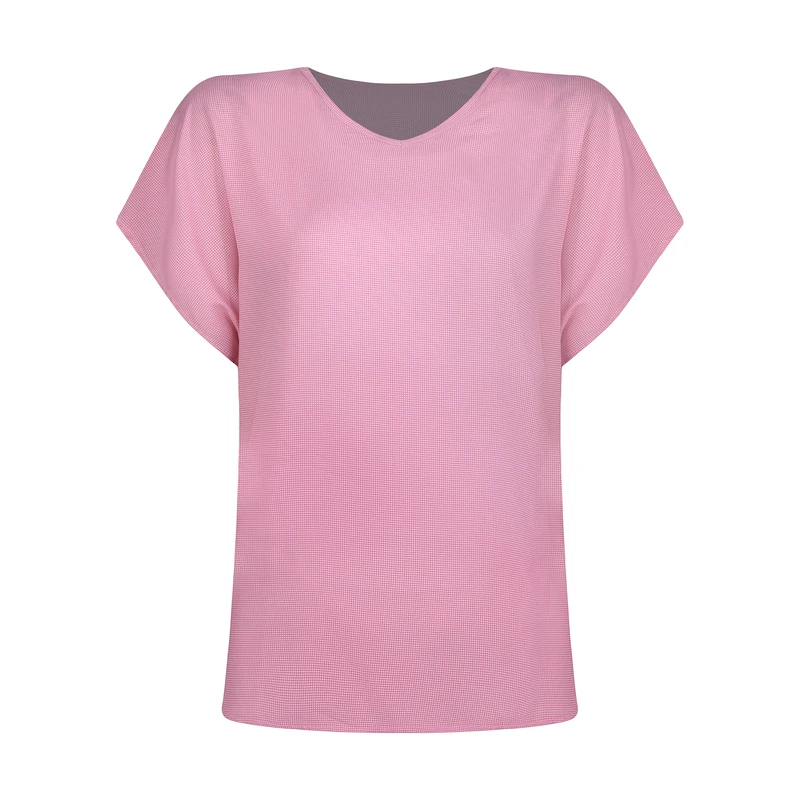 تی شرت آستین کوتاه زنانه افراتین مدل چهارخانه ریز کد 2593