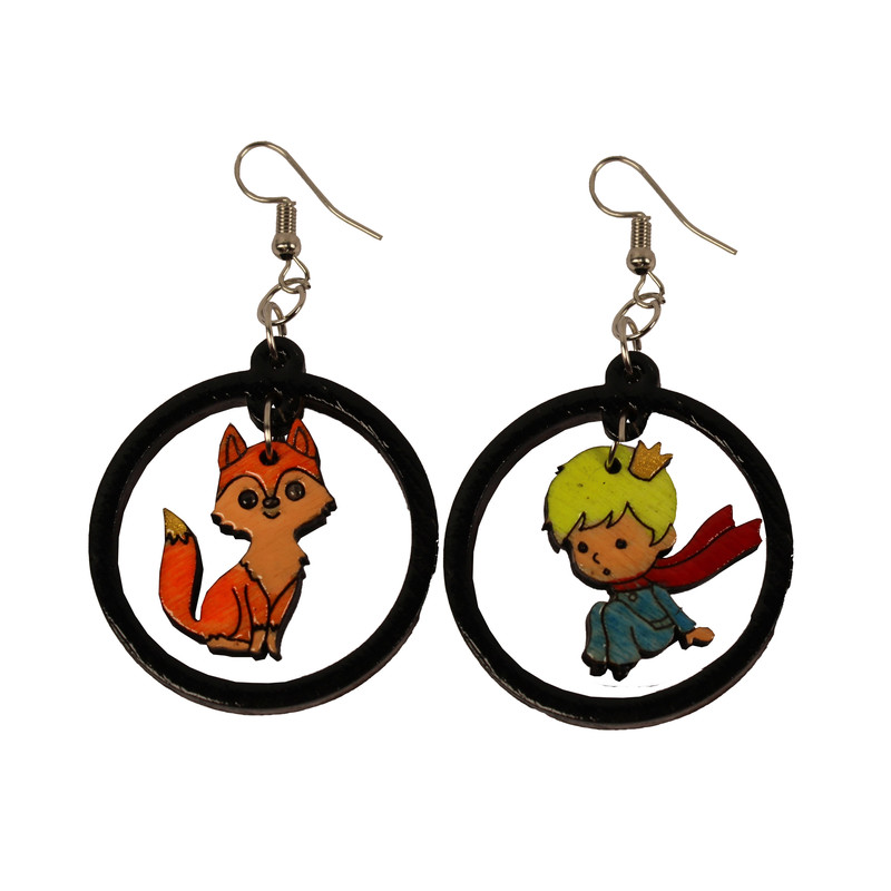 گوشواره دخترانه مدل سرهه طرح شازده کوچولو و روباه کد 06