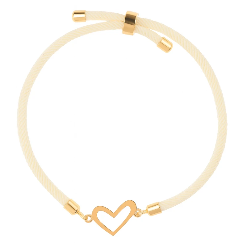 دستبند طلا 18 عیار دخترانه با بند بافت نیکان گلد مدل قلب