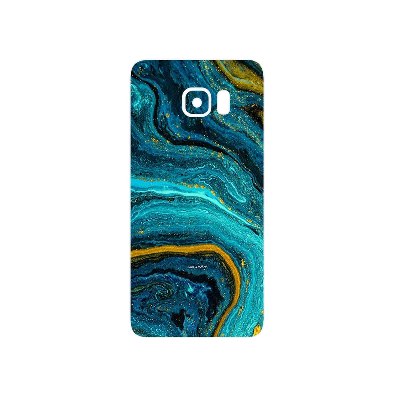 برچسب پوششی ماهوت مدل Turquoise marblewith golden streaks مناسب برای گوشی موبایل سامسونگ Galaxy S6 Edge