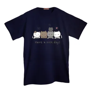 تی شرت لانگ آستین کوتاه زنانه مدل گربه ها رنگ سرمه ای