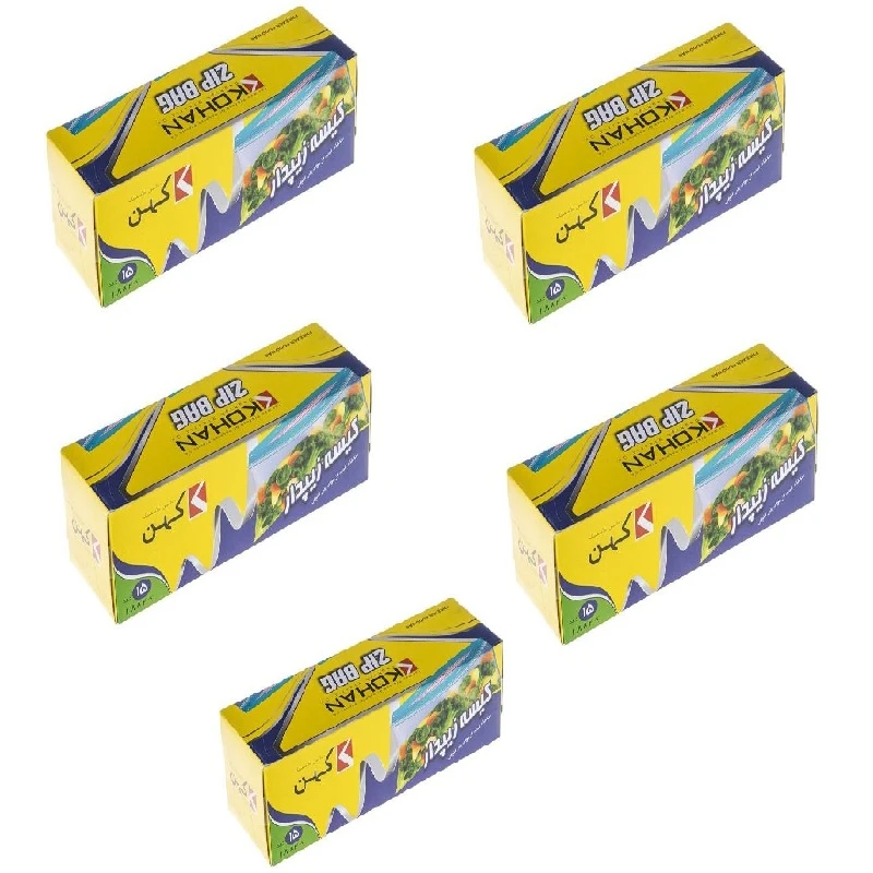 پاکت زیپ دار دقیق پلاستیک کهن کد 7600544  پنج بسته 15 عددی