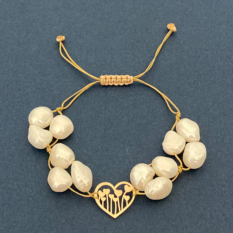 دستبند طلا زنانه الماسین آذر طرح قلب مدل GHAL03