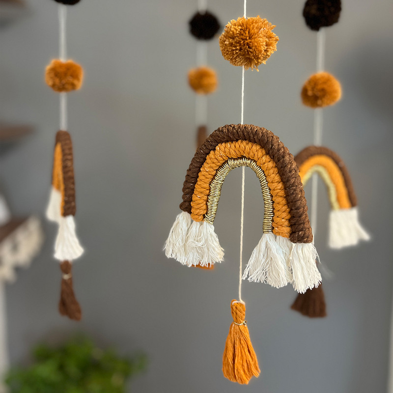 آویز تخت کودک مدل رنگین کمان مکرومه کد 30