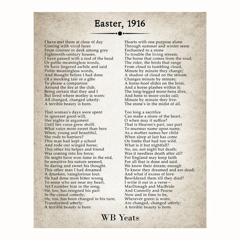 پوستر مدل مستر دبلیو بی ییتس-عید پاک 1916 