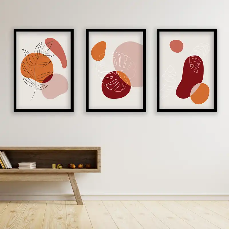 تابلو مدل مینیمال دکوراتیو کد LA-G30126 مجموعه 3 عددی