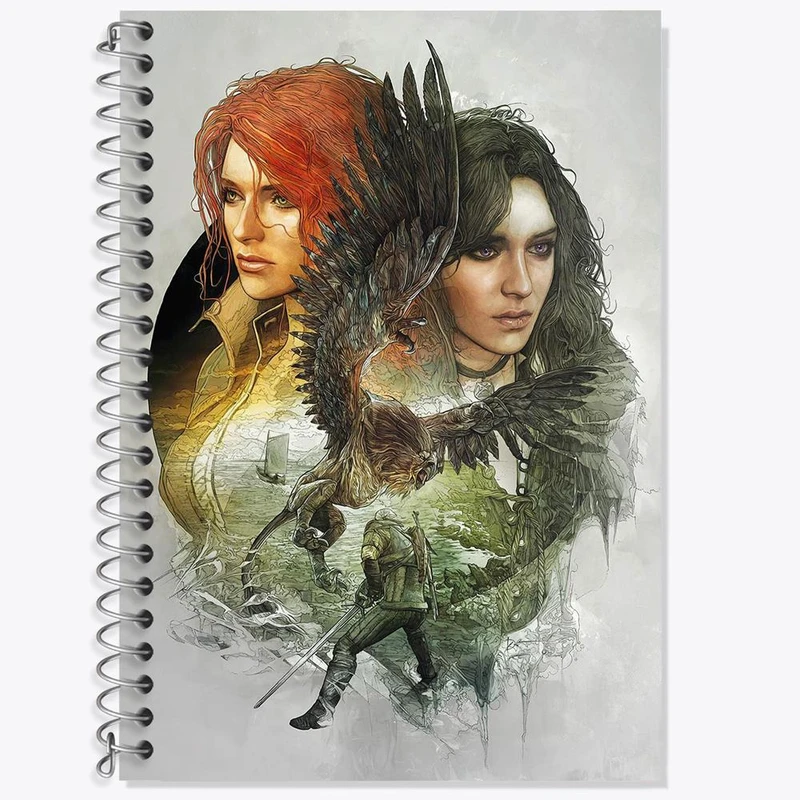 دفتر زبان 50 برگ خندالو مدل سه خط طرح تریس و ینیفر ویچر کد 30928