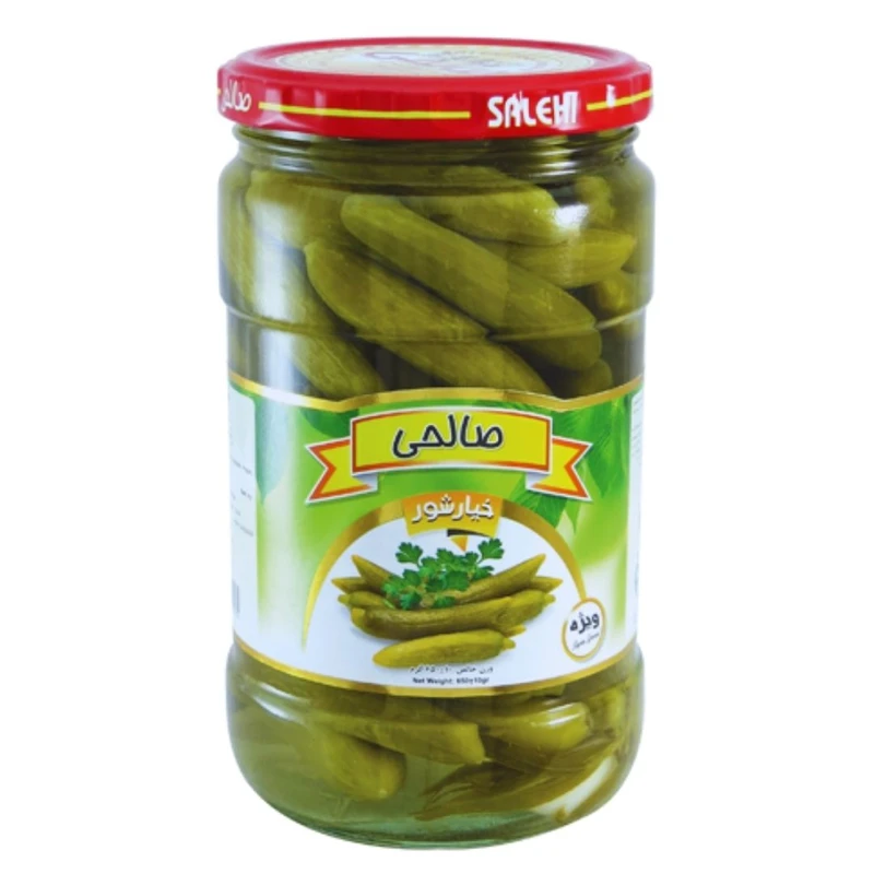 خیارشور سرکه ای پاستوریزه ویژه صالحی - 650 گرم مجموعه 12 عددی