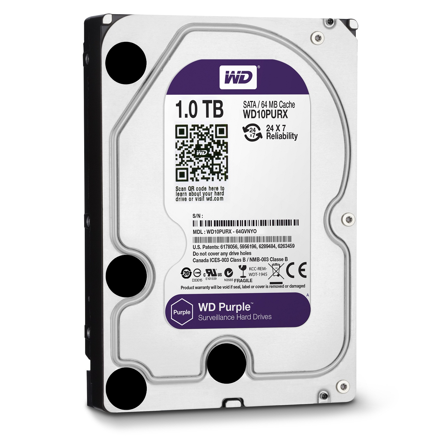 هارددیسک اینترنال وسترن دیجیتال مدل Purple WD10PURX ظرفیت 1 ترابایت