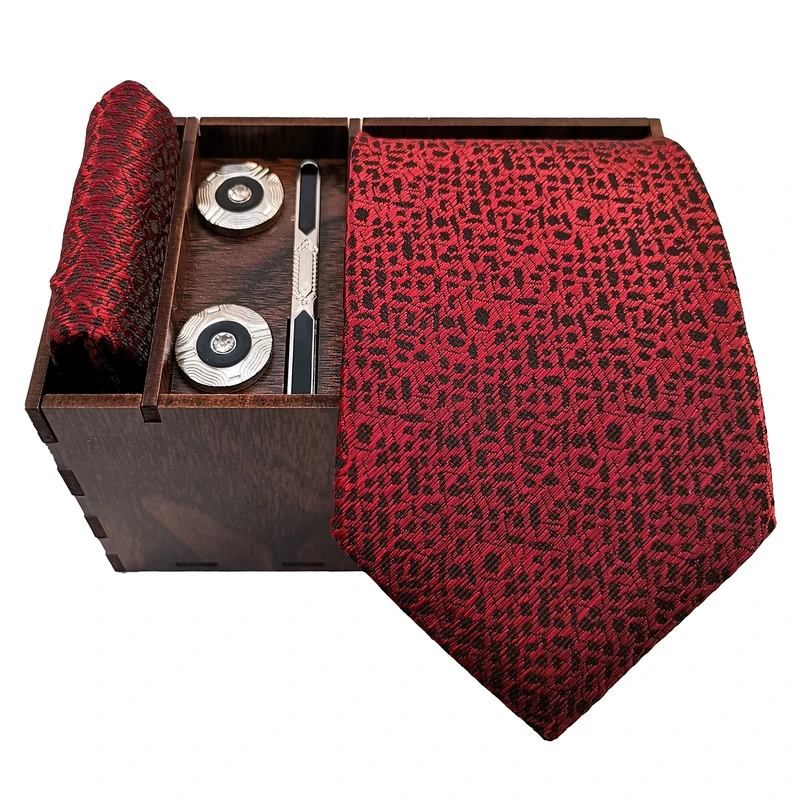 ست کراوات و دستمال جیب و دکمه سردست و گیره کراوات مردانه مدل 720