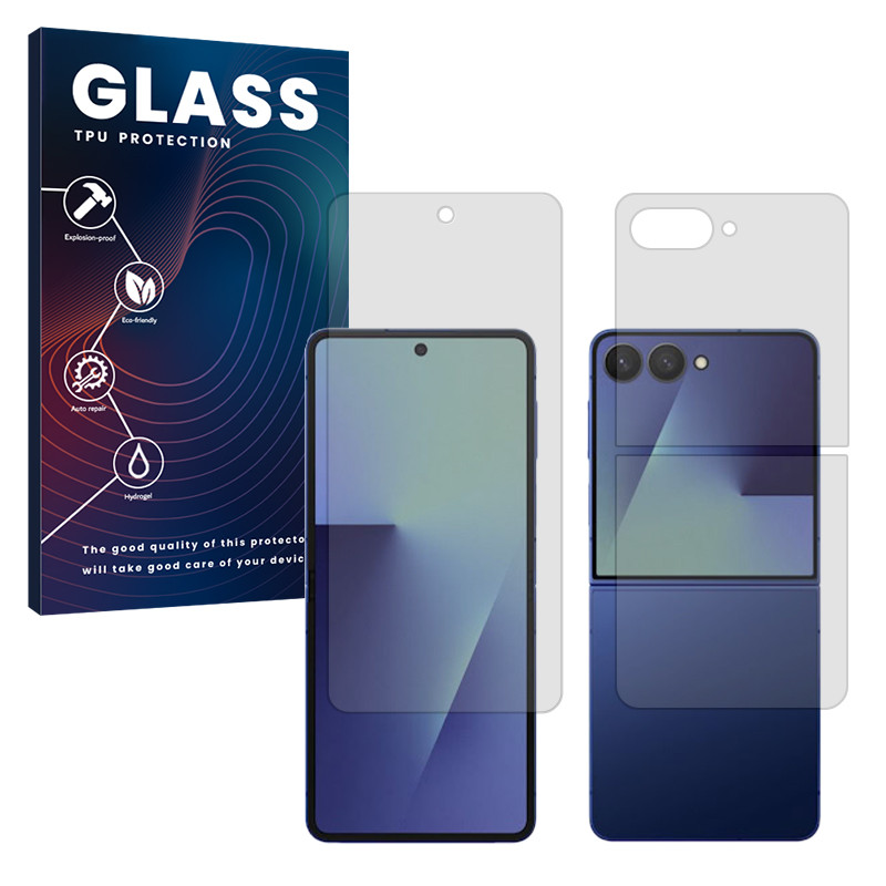محافظ صفحه نمایش مات گلس مدل Resistant مناسب برای گوشی موبایل سامسونگ Galaxy Z Flip7 به همراه محافظ پشت گوشی
