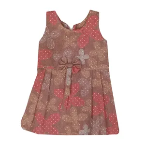 پیراهن دخترانه طرح گل مدل A&S7173 رنگ دارچینی