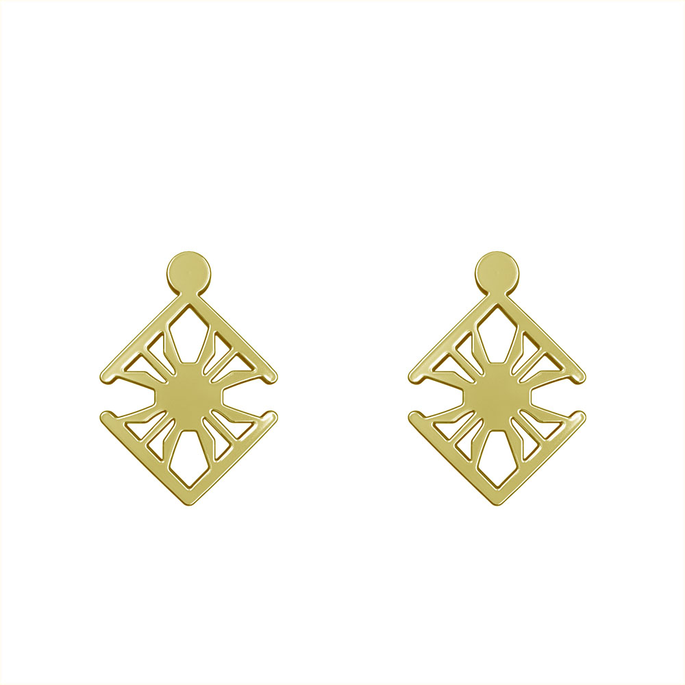 گوشواره طلا 18 عیار زنانه مدوپد مدل هندسی کد GA1-10100