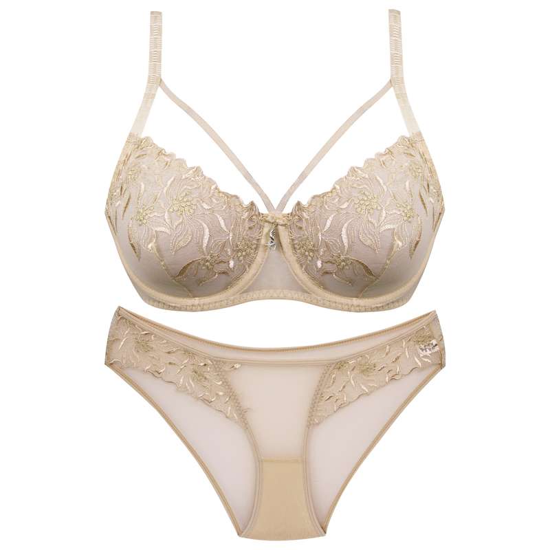 ست شورت و سوتین زنانه پانیذ مدل 9018 رنگ کرم