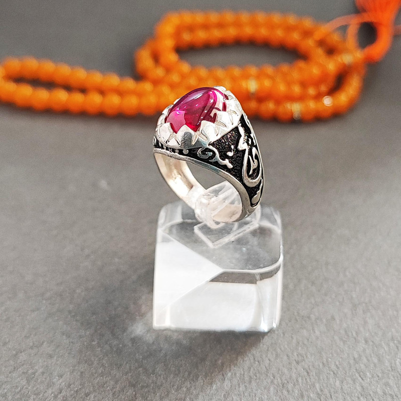 انگشتر نقره مردانه مدل یاقوت آلمانی MG5019