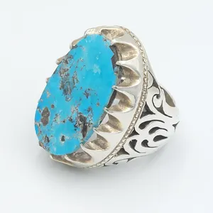 انگشتر نقره مردانه مدل فیروزه کد 20595