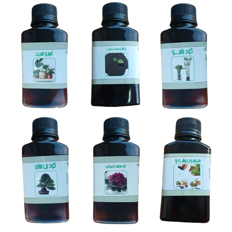 کود مایع پتاس (سولفات پتاسیم) و بامبو و بن سای و امینو اسید و بنفشه آفریقایی و هورمون ریشه زا مدل life drop حجم 110 میلی لیتر