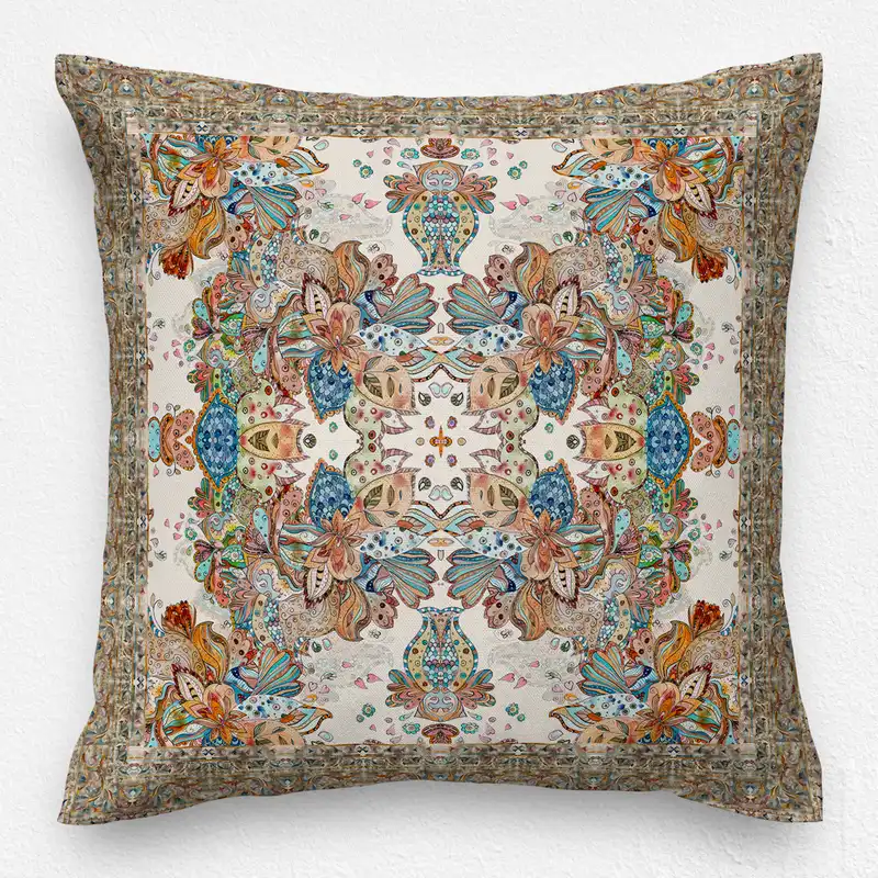 کاور کوسن مدل آبرنگی دورو طرح دار کد 9946